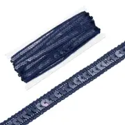 0.5 Inch x 5 Yards Sequin Ribbon Trim Sequin Braid Trim Ribbon, Navy Blue