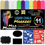 Liquid Chalk Markers + Stencils, 11 pack