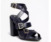 Brooks Brothers Multi Strap Stacked Blue Sandals "B" Buckles Block Heel US 5.5