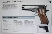 Smith & Wesson 39 Gun Pistol Picture Out of Print Firearm Spec Sheet Decor Art