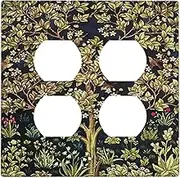Yamxbfa Decorative Light Switch Cover Plate William Morris Tree Of Life Vintage Floral Art 2 Gang Socket Covers Double Duplex Wallplates Switch Plates and Outlet Covers for Bedroom Home Decor