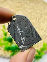 Muonionalusta meteorite square, etched&polished, Swedish M iron meteorite 14.6g