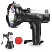Rechargeable Spotlight Flashlight 900000 High Lumen with Side Flood Black-Pro
