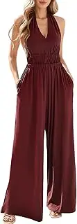 [CHERFLY] Jumpsuits for Women 2025 Summer Sleeveless Overalls Backless Halter Outfits
