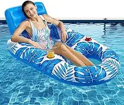 Inflatable Lounge Chair Float - Water Raft, Multifunctional Chair for Garden, Backyard Partys | Floating Recliner Pool Lounger, Comfortable Recliner Water Float with Cup Holder for Relaxation