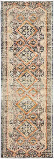 Heirloom Navy Blue Geometric Medallion Hallway Runner