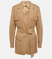 [Max Mara] Max Mara Pacos belted cotton canvas jacket UK 16 brown