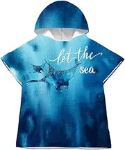 LOMTRATS Quick Dry Surf Poncho Changing Towel Robe Hoodie for Kids,Microfiber Swimming Beach Surfing Diving Home Hot Springs Bathing Parka