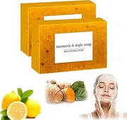 Honey Glow Lemon Turmeric Kojic Acid Soap Bar for All Skin Types, Turmeric Handmade Brightening Soap for Face ＆ Body (2)