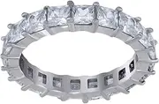 [JewelryWeb] 925 Sterling Silver Womens Princess cut CZ Single Row Stackable Eternity Engagement Band Ring 3mm Si-Eternity-Ring for Women and Men