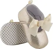 Stephan Baby Twinkle Toes Party Shoe-Style Foot Finders, Gold Metallic, Fits 6-12 Months