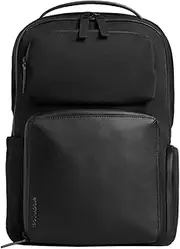 Troubadour Matrix Backpack – 20L Capacity, Water-Resistant, Microfibre Lining, Ergonomic Straps, Recycled Polyester and Vegan Leather Trim – Black
