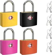 TSA Luggage Locks with Keys, [4 Packs] Key Travel Locks, Small Suitcase Padlock