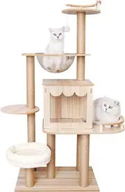 132cm Wooden Cat Tree Tower Scratching Post Scratcher Cats Condo