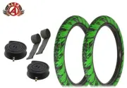 ALTA 20 X 2.35 SEMI-SLICK STREET PARK FIRE BALL GRAPHIC TIRES BMX BIKE GREEN 6PC