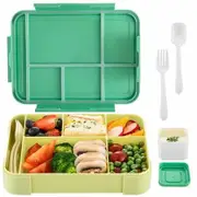 1330ML Bento Box Lunch Box Containers Microwave with 6 Compartment With Tableware Sauce Lunch Box Color Green And Yellow