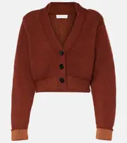 [Victoria Beckham] Victoria Beckham Cropped wool-blend cardigan AU 14 red