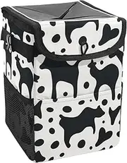 Car Trash Can with Lid and Storage Pockets Leak-Proof Organizer,Waterproof Garbage Can,Animal Abstract Art Print Pattern