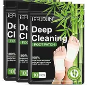 30PCS Natural Bamboo Vinegar Ginger Powder Foot Pads - Deep Cleansing Detox Foot Patches for Stress Relief, Improved Sleep & Removing Dampness