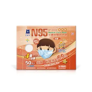 藍鷹牌 N95幼童3D立體型醫用醫療口罩 2-6歲 (藍天藍/白雲白) 50片x3盒 NP-3DSSMx3