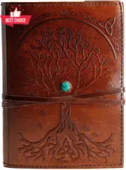 Leather Journal Refillable Lined Tree of Life Handmade Writing Notebook Diary