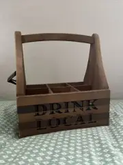 6 Pack Caddy With Metal Bottle Opener “Drink Local”
