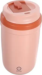 HEALEEP Protein Shake Mixer Electric Mixing Cup Silica Gel Copper Soy Milk Stirring Cup Pink Stainless Steel Chocolate Melting Mug Magnet