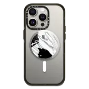 Snappy Grip Stand Mirror Snappy™ Grip Stand MagSafe Compatible Black cat and haunted house - Halloween black and white illustration