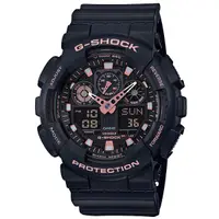 在飛比找蝦皮商城優惠-CASIO卡西歐 G-SHOCK運動雙顯手錶-玫金x黑(GA