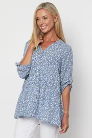 Button Through Top--THRE-39692A