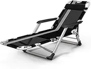 Chair Recliner Heavy Duty Folding Camping Cot Bed,Adults/Portable Bed with Carry Bag for Camping Home Office,Support 200kg (Color : Black,Size : with Cushion),Size:with Cushion,Colour:Black