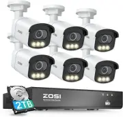 ZOSI 4K 8CH PoE Security Camera System 3K Surveillance 2-Way Talk 2TB