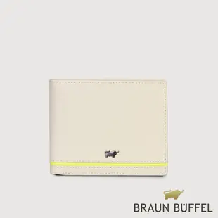 【BRAUN BUFFEL 德國小金牛】台灣總代理 維克多-D 8卡中間翻零錢袋短夾-粉筆白/BF512-318-CK