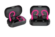 Wireless Earbuds 5.3 Bluetooth Headphones Over-Ear Buds with Earhooks HiFi Stereo Sound Sports Earphones-Red