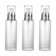 3Packs Transparent Cosmetic Container Jar Vials with Silver Cap Empty Refilla...