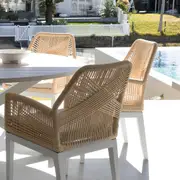 Houston Outdoor 1.8m Round Aluminium Dining Setting with 8 Hugo Chairs - Outdoor Aluminium Dining Settings