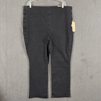 NYDJ Women's Plus Size 2X Black Denim Pull On Slim Boot Trinity Pants