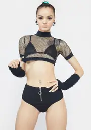 [Club Exx] Heavy Bass Drop Fishnet Crop Top