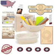Complete Baking Set: Rattan Proofing Baskets & Silicone Accessories (14 pcs)