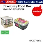 20/40/80x Takeaway Food Containers with Plastic Lids 750ml Take away Meal Box