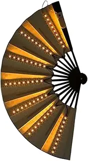 Gungtj Light Up Folding Hand Fan - Stage Performance Fan - Hot Weather Cooling Tools, Night Club Dancing Props for Carnival Birthday Party