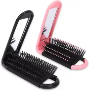 Travel Hair Brush with Mirror, Foldable Hair Brush, Compact Hair Comb, Portable