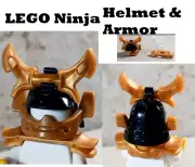 New LEGO Samurai Helmet Black Chin Guard Nougat Gold Horns Weapon Matching Armor