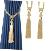 Curtain Tiebacks Hand-Woven Holdbacks Home Decorative Tassels 2 Pack Gold