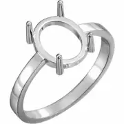 Sterling Silver Oval Cabochon Cut Solitaire Ring Setting - Classic Style Ring Mo