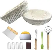 Sourdough Bread Banneton Proofing Baskets Set with Bread Knife and Tools,10 Inch Bread Proofing Basket,Baking Gift Kit, Dough Scraper, Cloth Liner and Brush,Reusable Proofing Basket,