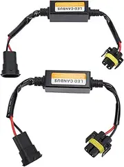 LED Headlight Decoder, 2Pcs LED Headlight Decoder Anti Flickering Harness Error Resistor Canceller Capacitor Canbus for Vehicle with H8 H9 H11 Connector