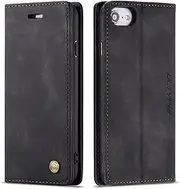QLTYPRI Case for iPhone 6 Plus 6S Plus, Vintage PU Leather Wallet Case with Card Slot, Kickstand, Magnetic Closure, Shockproof Flip Folio Case Cover - Black