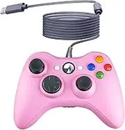 OSTENT Wired Controller Gamepad Compatible for Microsoft Xbox 360 Console PC Computer Video Game Color Pink