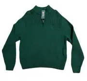 NWT Chaps Men's Large Pull over Mock Sweater Quarter Zip Green Large